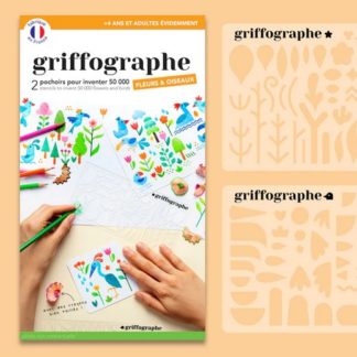 Griffographe pochoirs fleurs et oiseaux