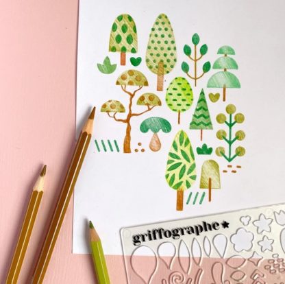Griffographe pochoirs fleurs et oiseaux – Image 3