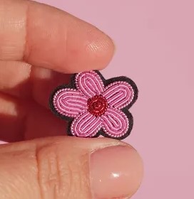 Broche fleur rose