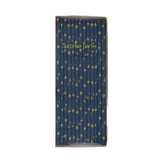 Pailles bleu marine/étoile or x25
