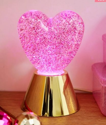 Lampe coeur rose glitter