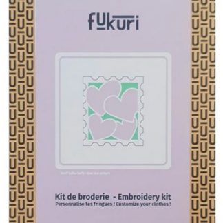 Kit broderie: timbre coeurs parme