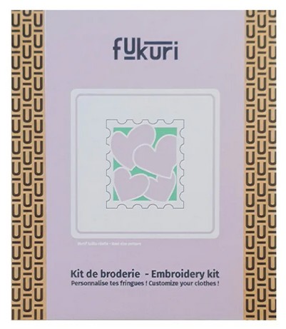 Kit broderie: timbre coeurs parme