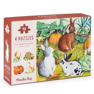 4 mini puzzles les animaux du jardin