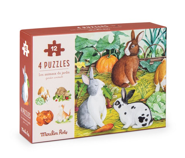 4 mini puzzles les animaux du jardin
