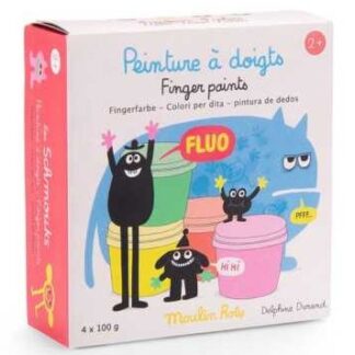 4 pots de peintures à doigt fluo